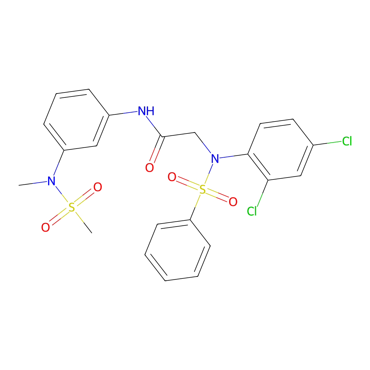 2-[N-(benzenesulfonyl)-2,4-dichloroanilino]-N-[3-[methyl(methylsulfonyl)amino]phenyl]acetamide molecular structure, CAS 664316-26-1