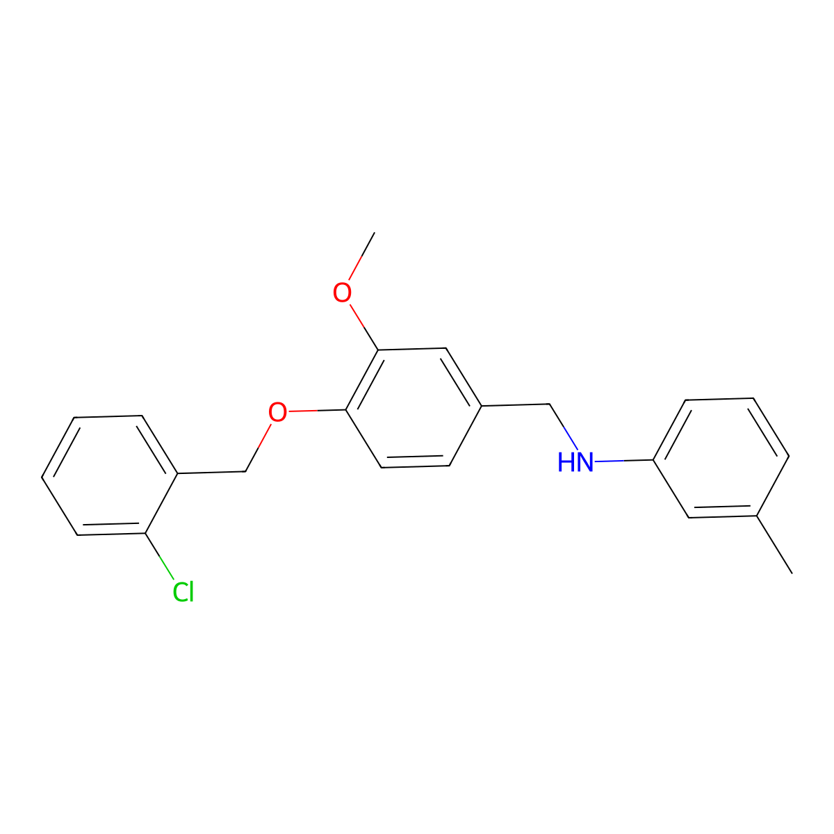 N-[[4-[(2-chlorophenyl)methoxy]-3-methoxyphenyl]methyl]-3-methylaniline molecular structure, CAS 664316-32-9