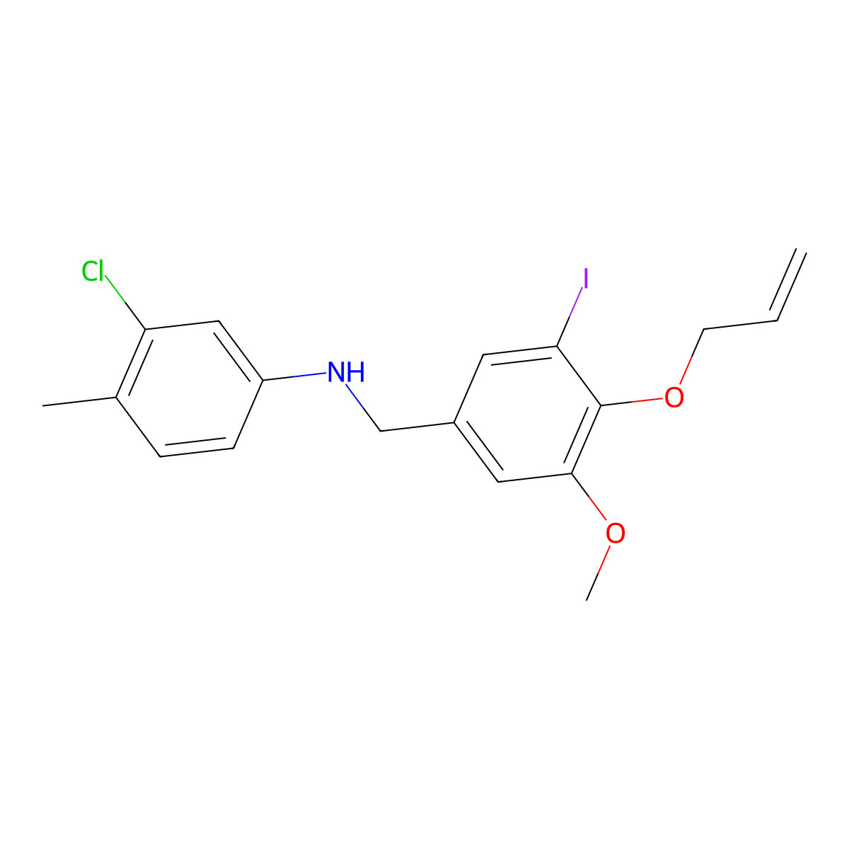3-chloro-N-[(3-iodo-5-methoxy-4-prop-2-enoxyphenyl)methyl]-4-methylaniline molecular structure, CAS 664316-70-5