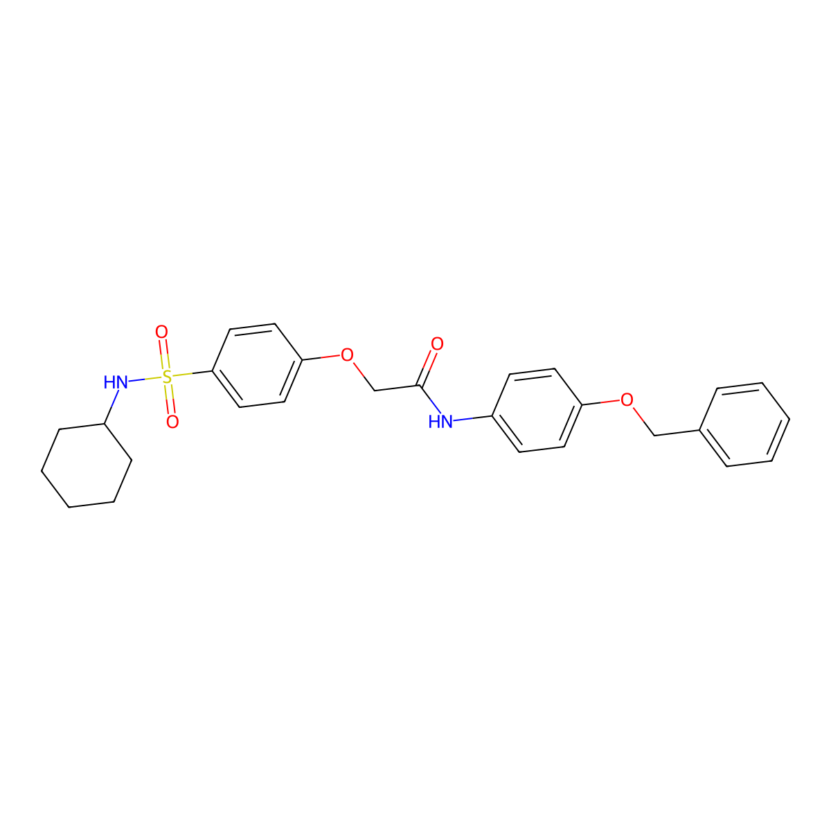 2-[4-(cyclohexylsulfamoyl)phenoxy]-N-(4-phenylmethoxyphenyl)acetamide molecular structure, CAS 664316-79-4