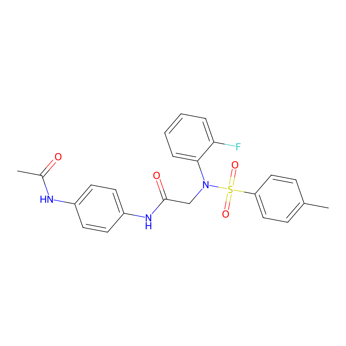 N-(4-acetamidophenyl)-2-(2-fluoro-N-(4-methylphenyl)sulfonylanilino)acetamide molecular structure, CAS 664317-04-8