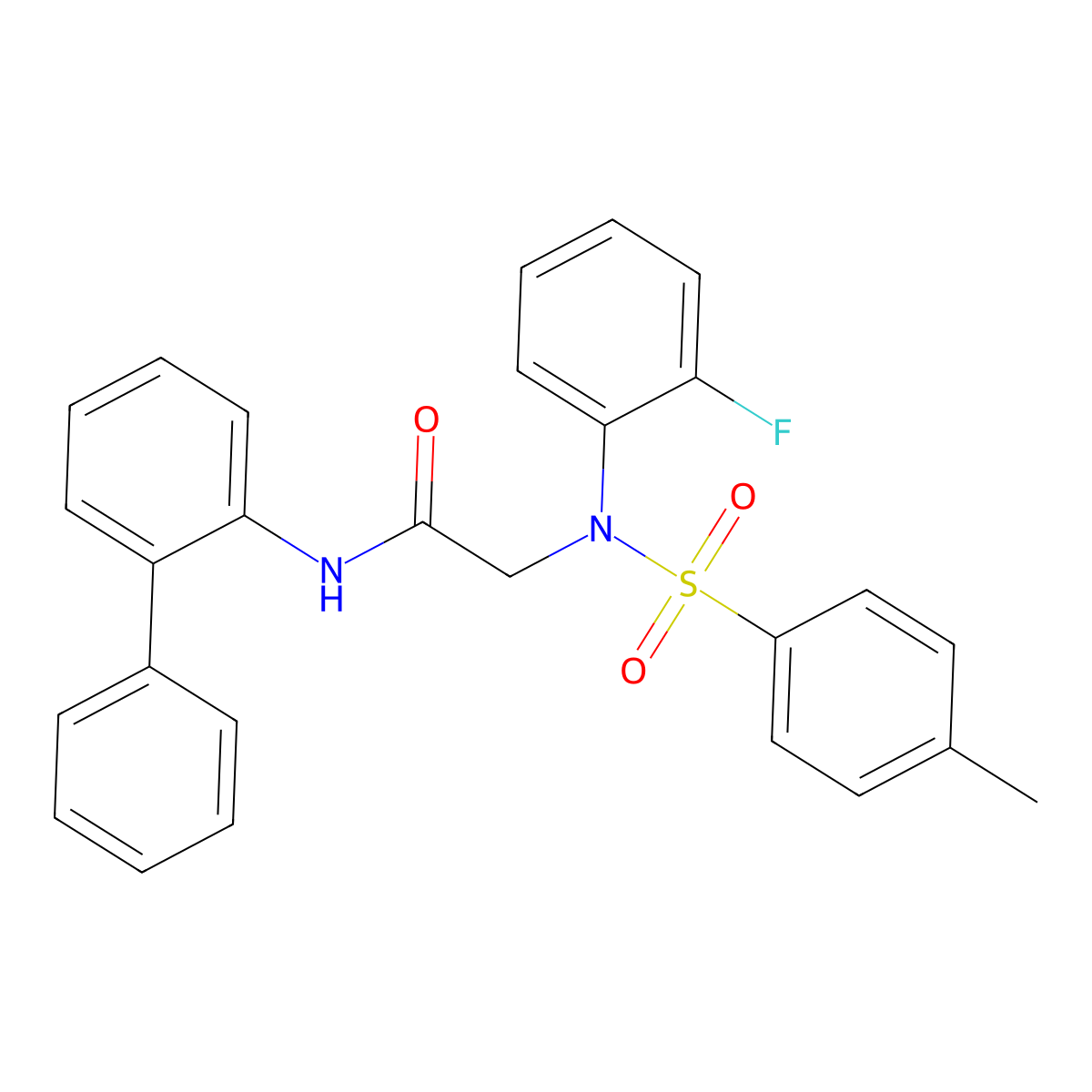 2-(2-fluoro-N-(4-methylphenyl)sulfonylanilino)-N-(2-phenylphenyl)acetamide molecular structure, CAS 664317-11-7