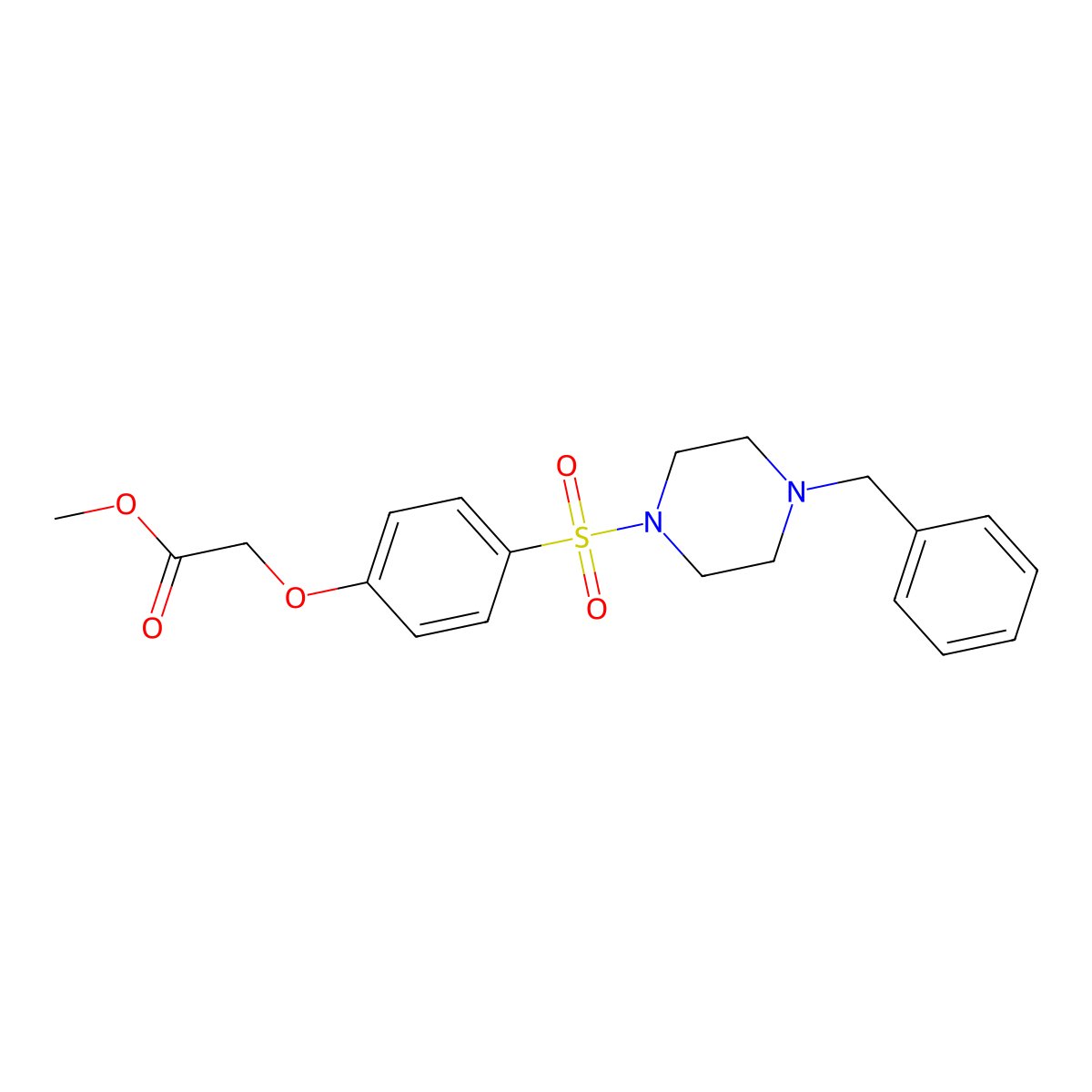 Methyl {4-[(4-benzyl-1-piperazinyl)sulfonyl]phenoxy}acetate molecular structure, CAS 664317-14-0