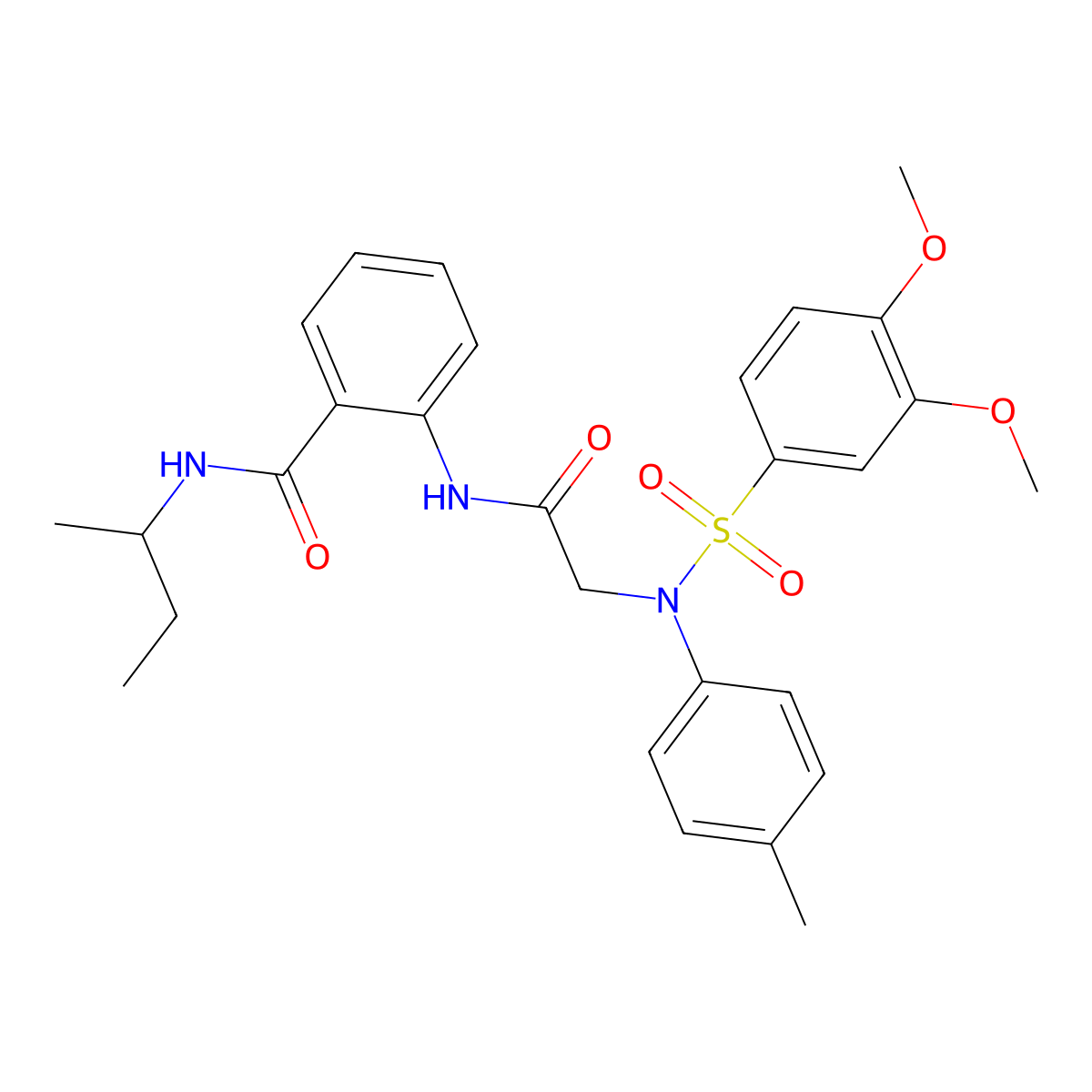 N-butan-2-yl-2-[[2-(N-(3,4-dimethoxyphenyl)sulfonyl-4-methylanilino)acetyl]amino]benzamide molecular structure, CAS 664317-20-8