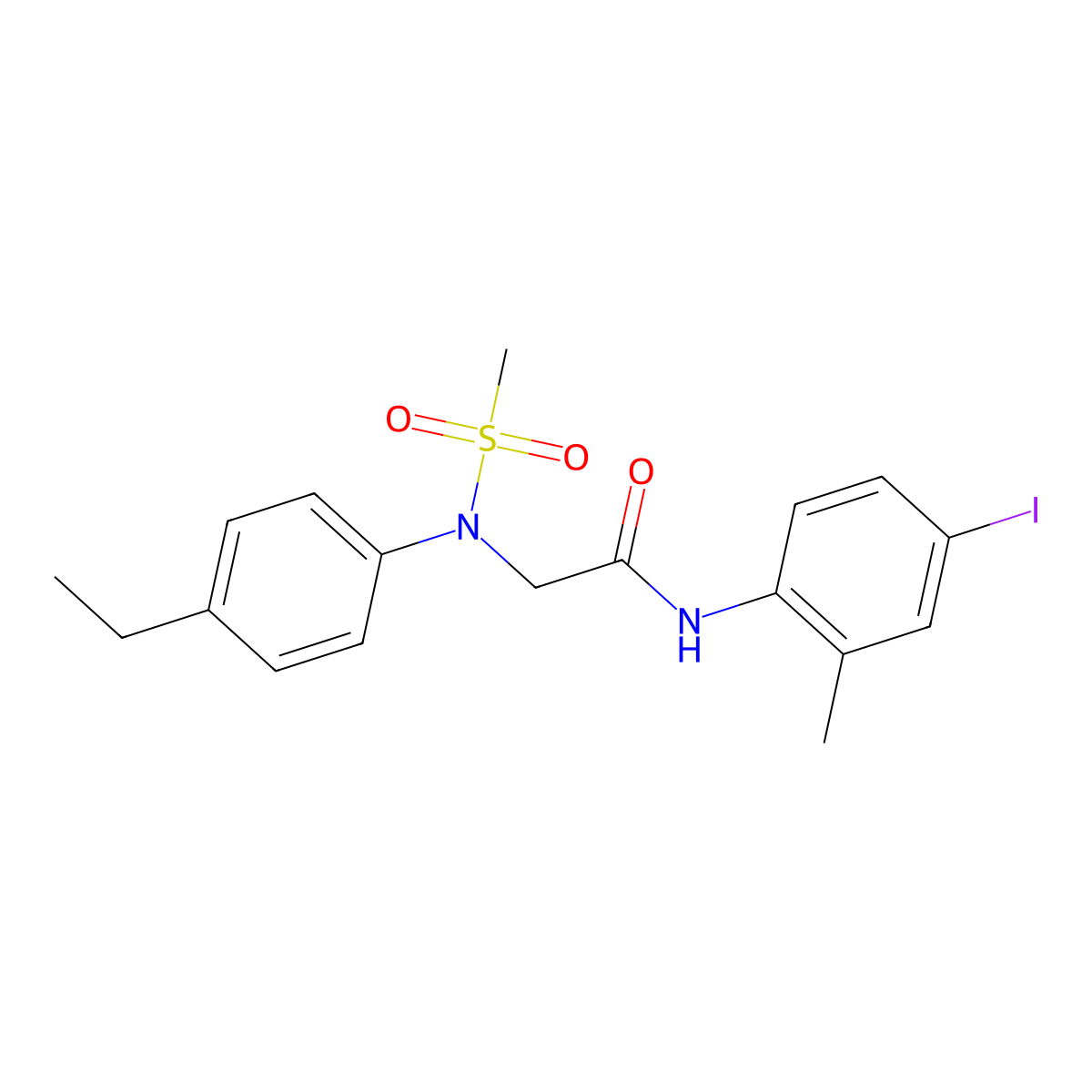 2-(4-ethyl-N-methylsulfonylanilino)-N-(4-iodo-2-methylphenyl)acetamide molecular structure, CAS 664317-31-1