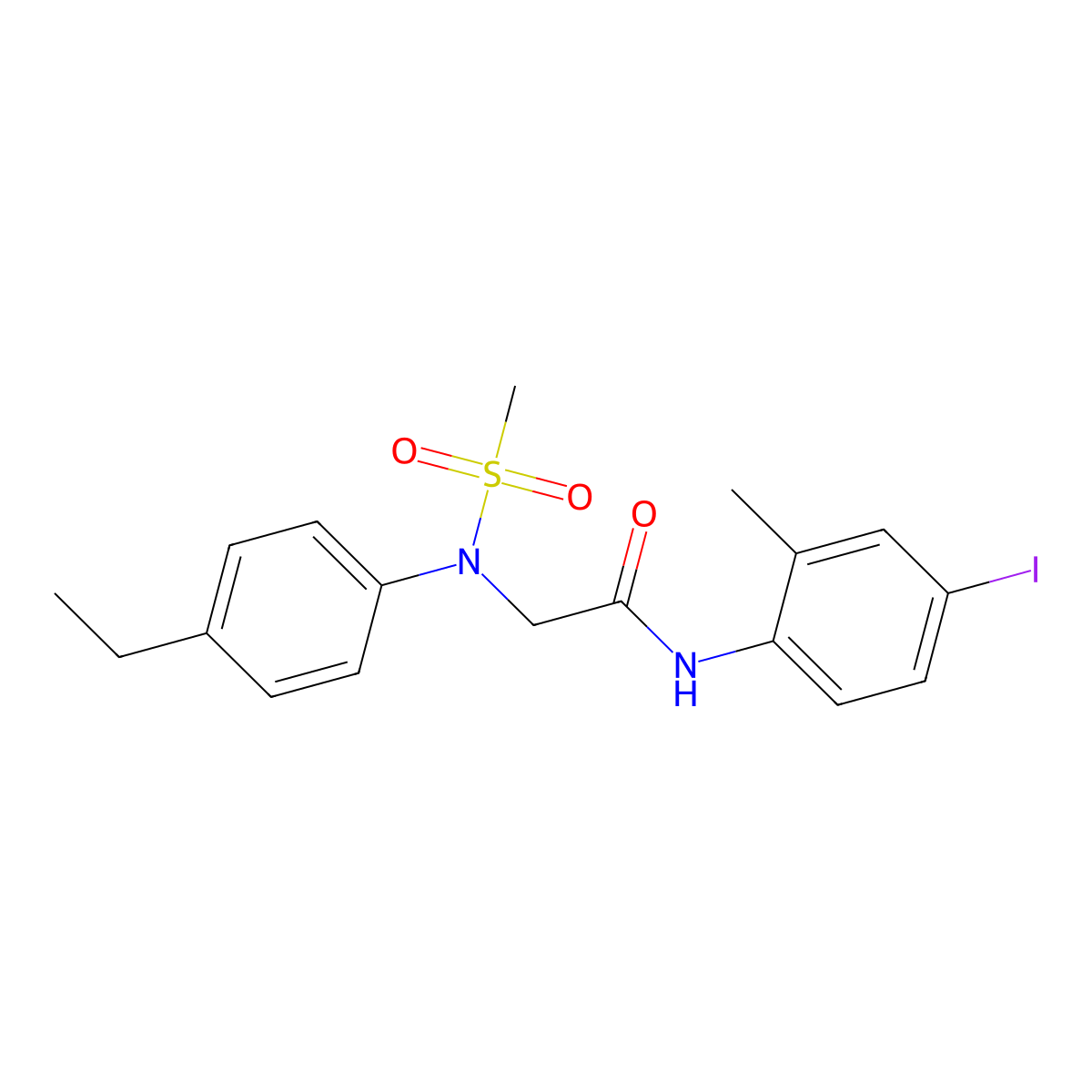2-(4-ethyl-N-methylsulfonylanilino)-N-(4-iodo-2-methylphenyl)acetamide molecular structure, CAS 664317-31-1