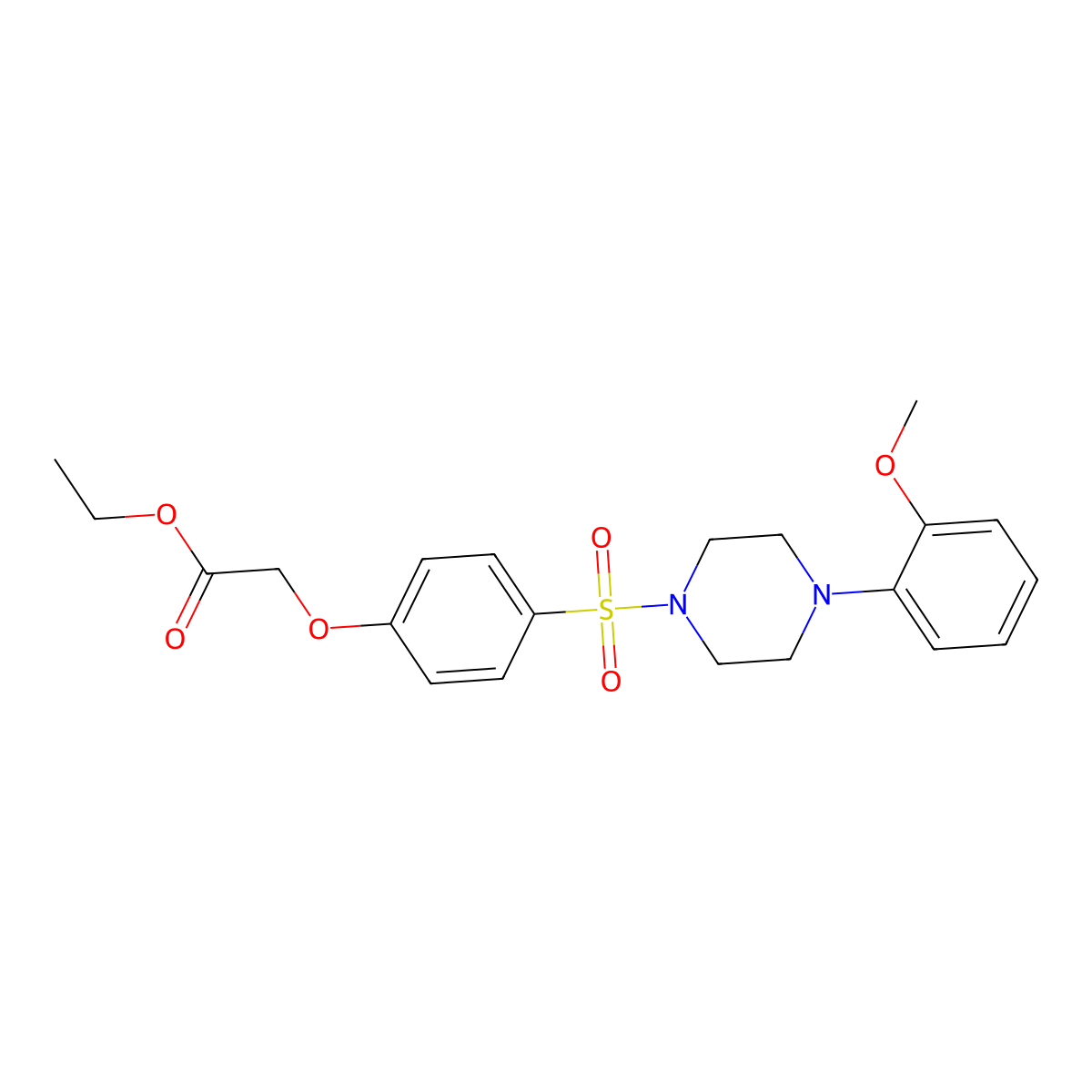Ethyl (4-{[4-(2-methoxyphenyl)-1-piperazinyl]sulfonyl}phenoxy)acetate molecular structure, CAS 664317-57-1