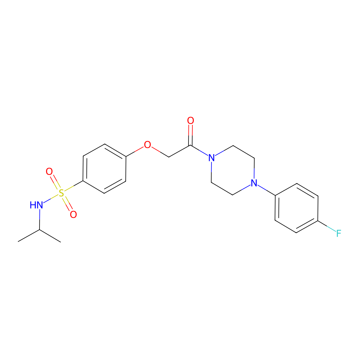 4-[2-[4-(4-fluorophenyl)piperazin-1-yl]-2-oxoethoxy]-N-propan-2-ylbenzenesulfonamide molecular structure, CAS 664317-64-0