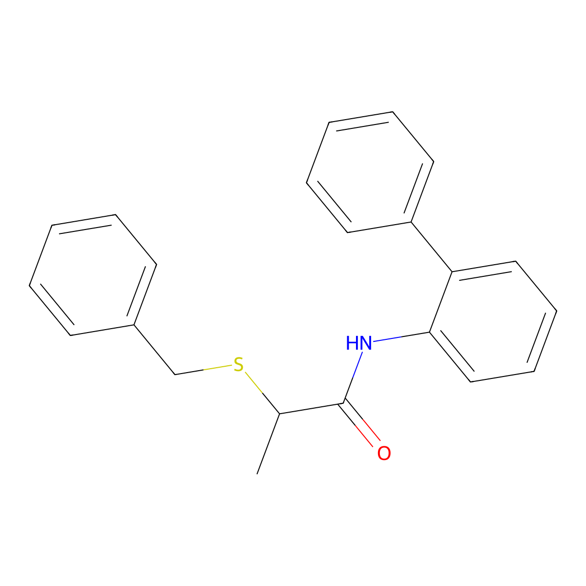 2-benzylsulfanyl-N-(2-phenylphenyl)propanamide molecular structure, CAS 664317-79-7