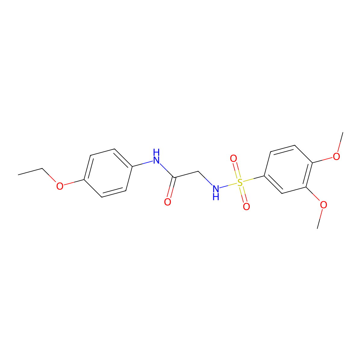 2-[(3,4-dimethoxyphenyl)sulfonylamino]-N-(4-ethoxyphenyl)acetamide molecular structure, CAS 664317-85-5