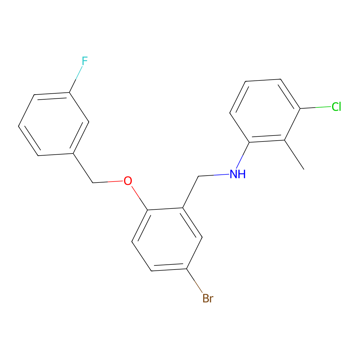 N-{5-bromo-2-[(3-fluorobenzyl)oxy]benzyl}-N-(3-chloro-2-methylphenyl)amine molecular structure, CAS 664318-04-1