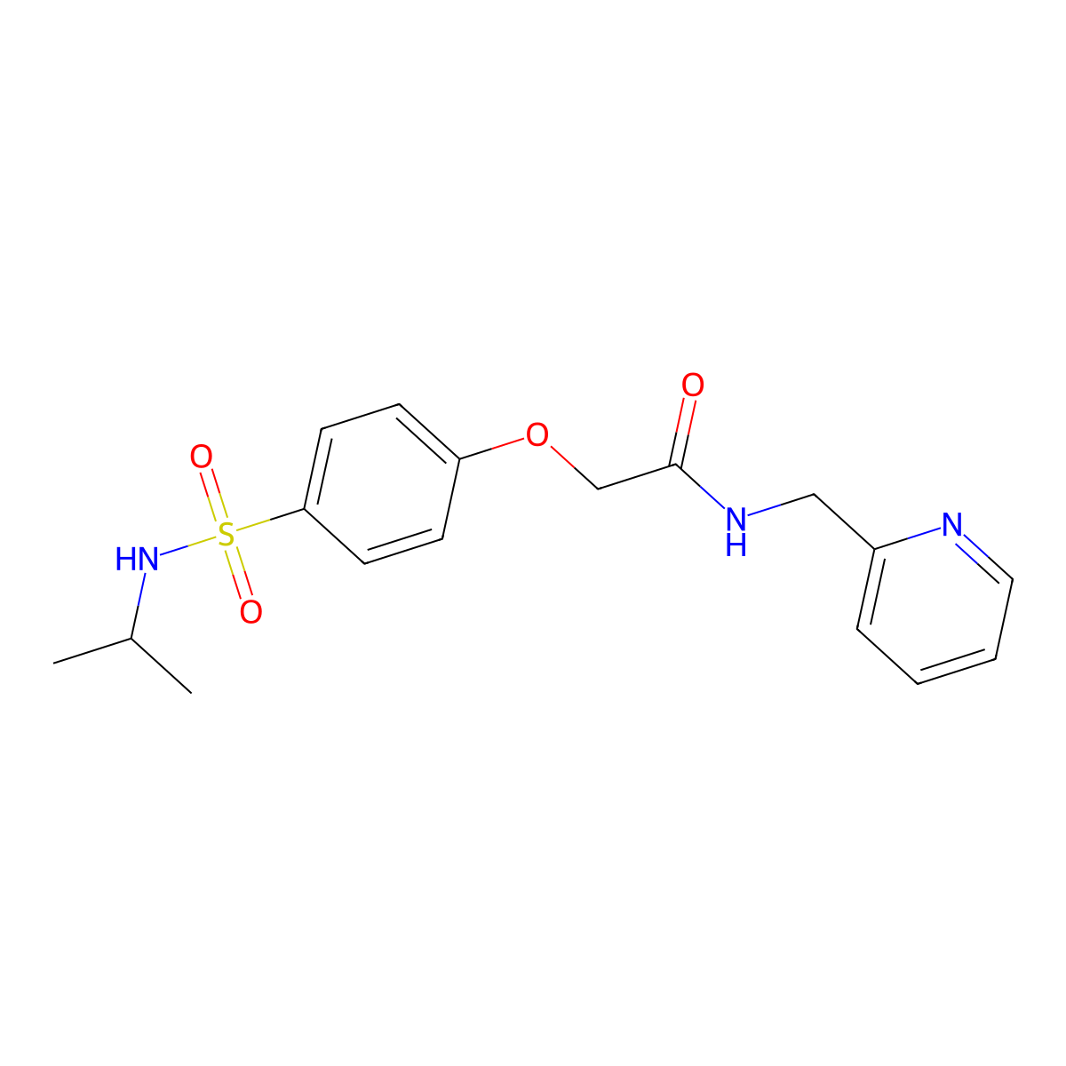 2-[4-(propan-2-ylsulfamoyl)phenoxy]-N-(pyridin-2-ylmethyl)acetamide molecular structure, CAS 664318-15-4