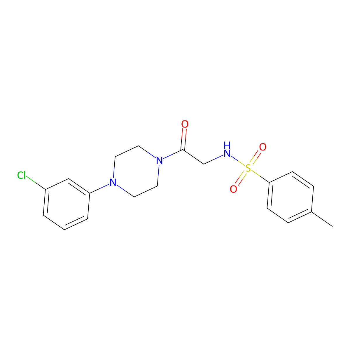 N-[2-[4-(3-chlorophenyl)piperazin-1-yl]-2-oxoethyl]-4-methylbenzenesulfonamide molecular structure, CAS 664318-46-1