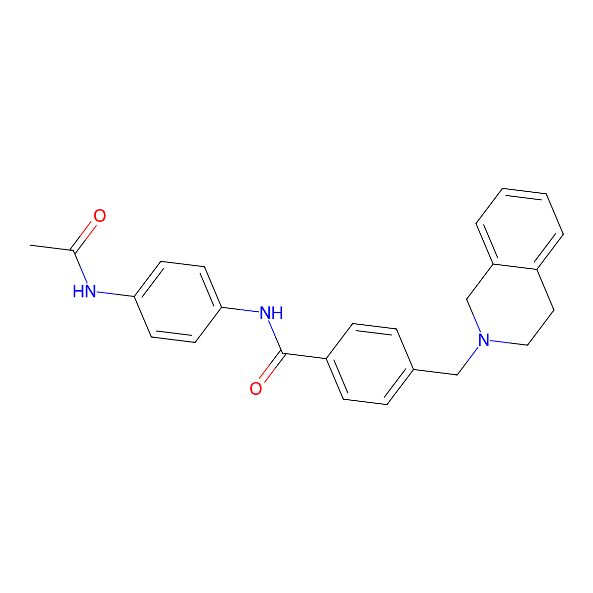 N-(4-acetamidophenyl)-4-(3,4-dihydro-1H-isoquinolin-2-ylmethyl)benzamide molecular structure, CAS 664318-51-8