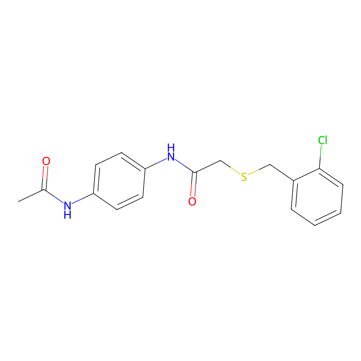 N-(4-acetamidophenyl)-2-[(2-chlorophenyl)methylsulfanyl]acetamide molecular structure, CAS 664318-53-0