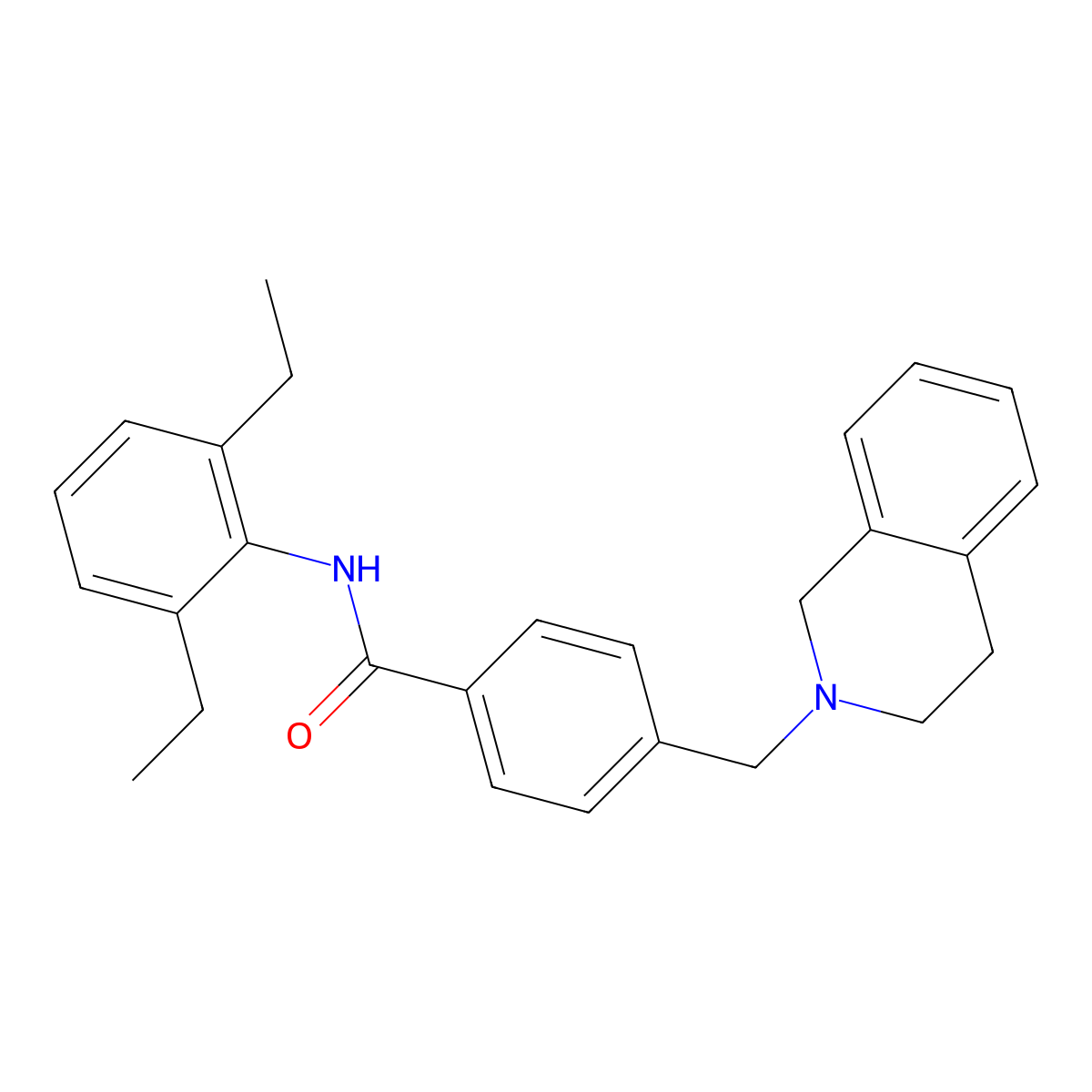 N-(2,6-diethylphenyl)-4-(3,4-dihydro-1H-isoquinolin-2-ylmethyl)benzamide molecular structure, CAS 664318-68-7