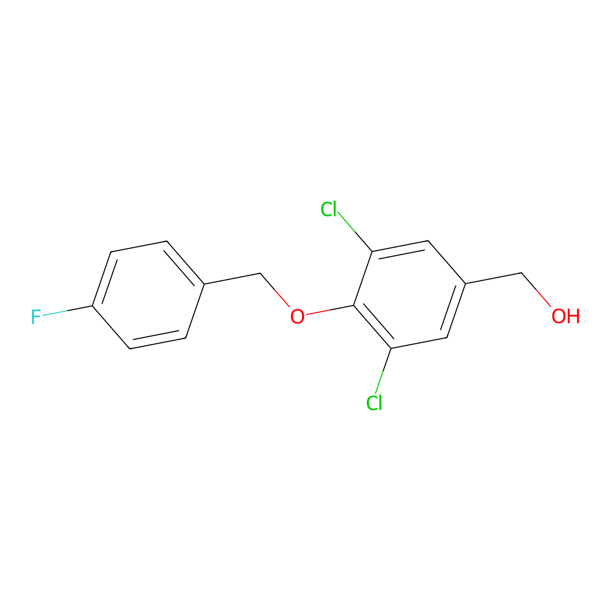 {3,5-Dichloro-4-[(4-fluorobenzyl)oxy]phenyl}methanol molecular structure, CAS 664318-70-1
