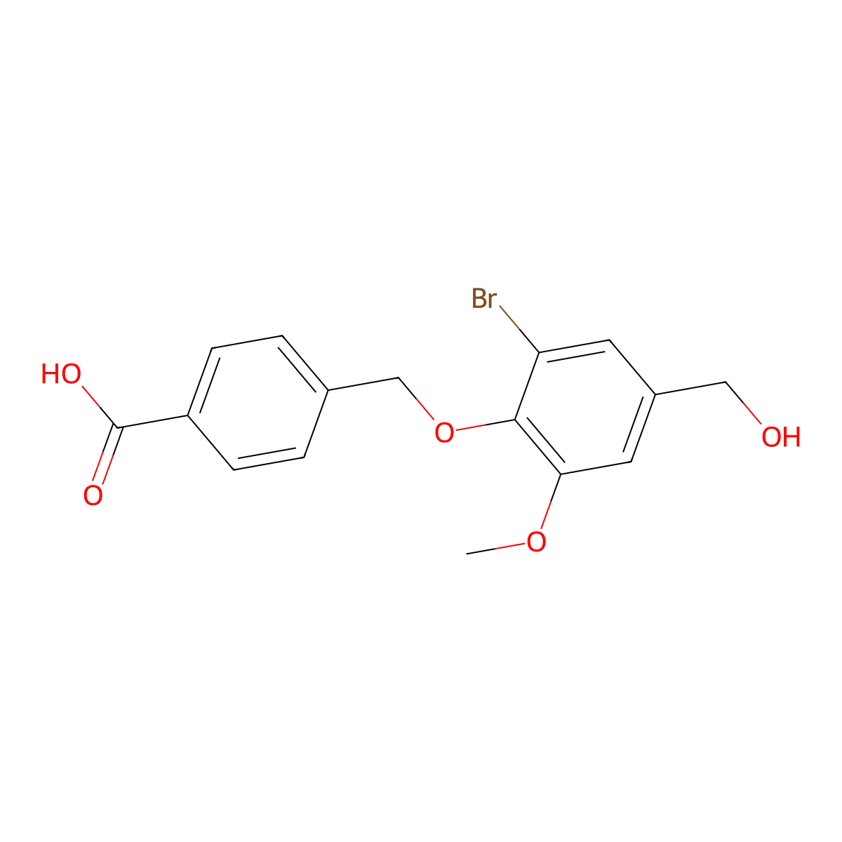 4-[[2-Bromo-4-(hydroxymethyl)-6-methoxyphenoxy]methyl]benzoic acid molecular structure, CAS 664318-78-9