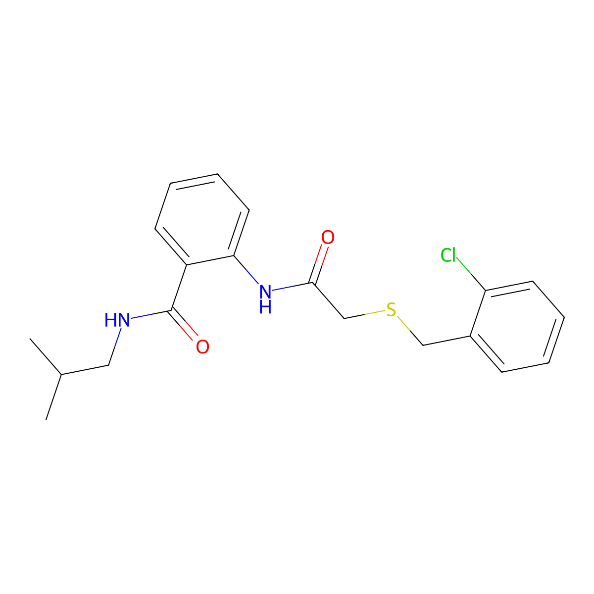 2-({[(2-chlorobenzyl)sulfanyl]acetyl}amino)-N-isobutylbenzamide molecular structure, CAS 664318-92-7