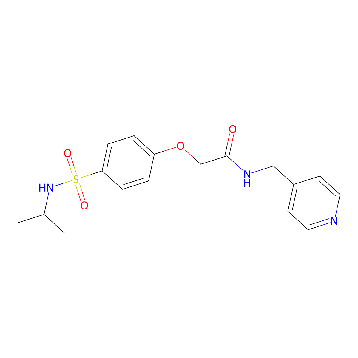 2-[4-(propan-2-ylsulfamoyl)phenoxy]-N-(pyridin-4-ylmethyl)acetamide molecular structure, CAS 664318-94-9