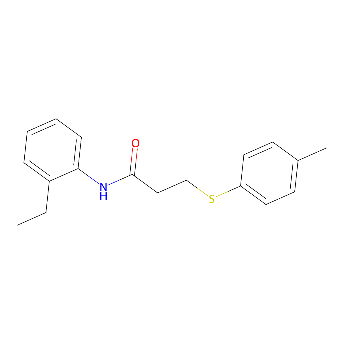 N-(2-ethylphenyl)-3-[(4-methylphenyl)sulfanyl]propanamide molecular structure, CAS 664319-00-0