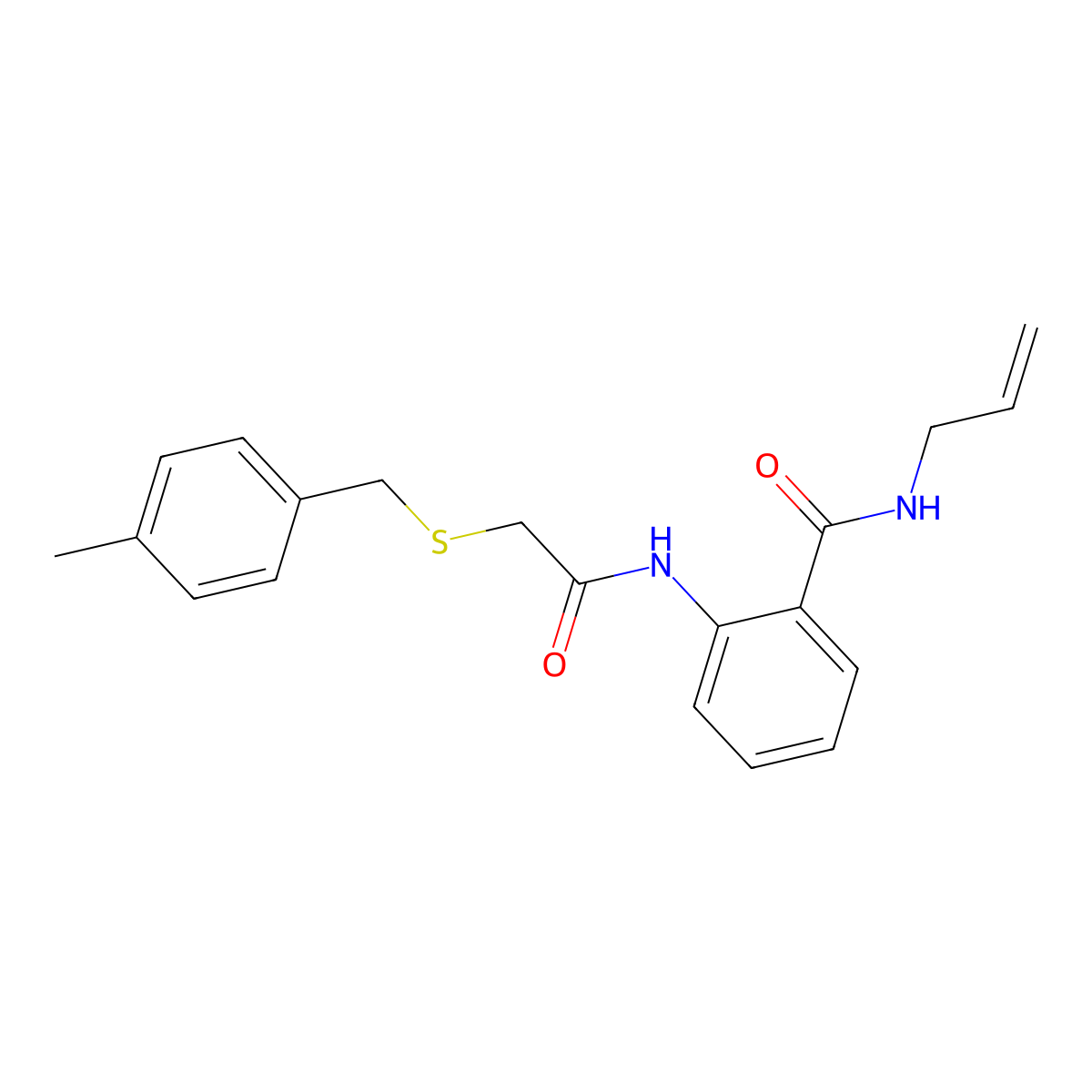 2-[[2-[(4-methylphenyl)methylsulfanyl]acetyl]amino]-N-prop-2-enylbenzamide molecular structure, CAS 664319-01-1