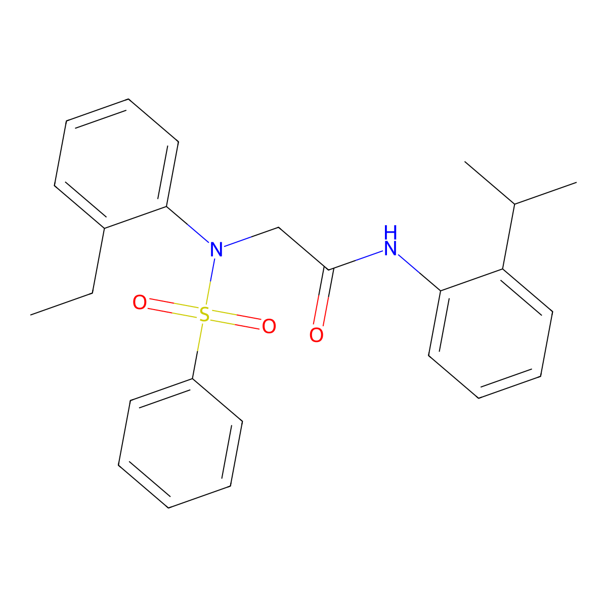 2-[N-(benzenesulfonyl)-2-ethylanilino]-N-(2-propan-2-ylphenyl)acetamide molecular structure, CAS 664319-06-6
