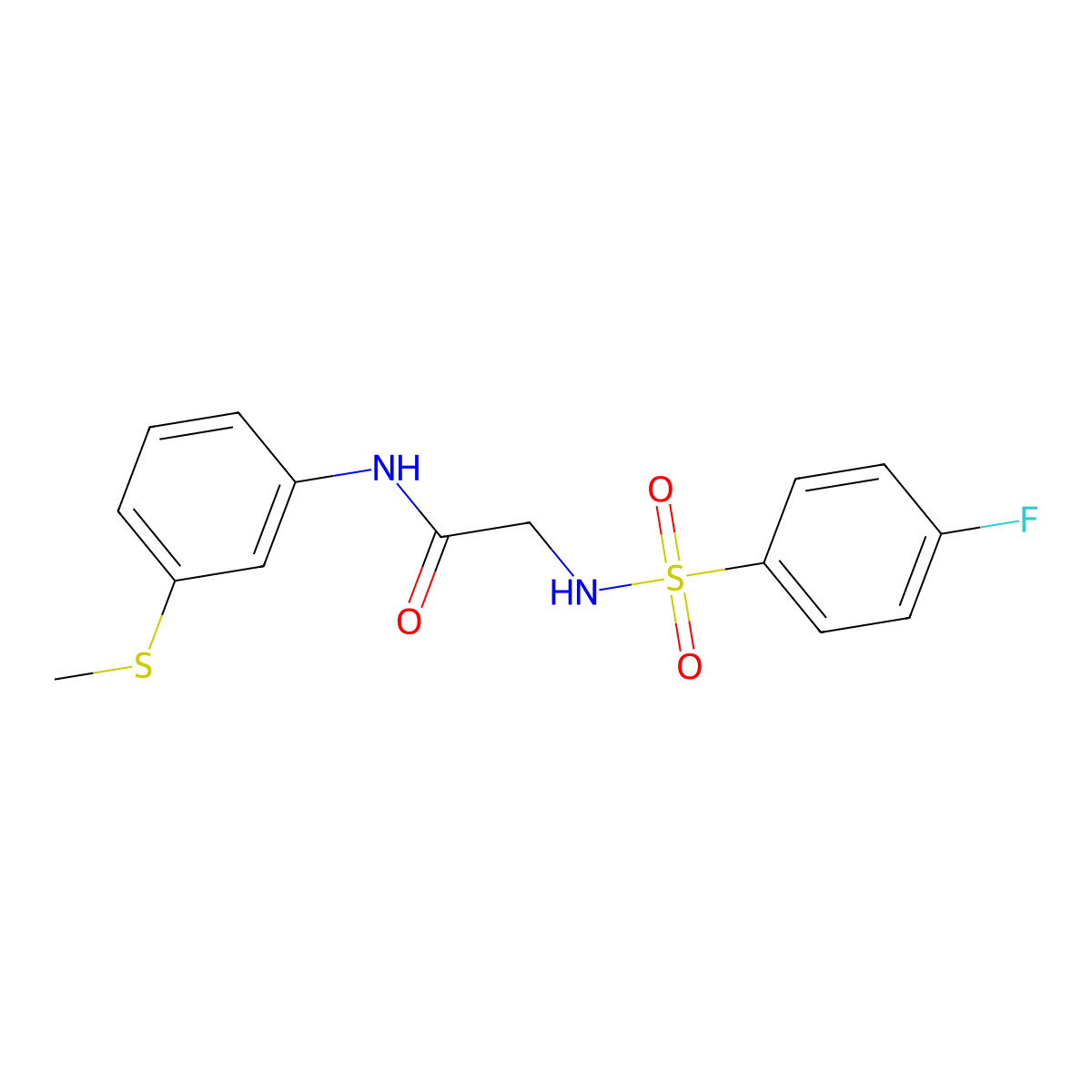 2-[(4-fluorophenyl)sulfonylamino]-N-(3-methylsulfanylphenyl)acetamide molecular structure, CAS 664319-16-8