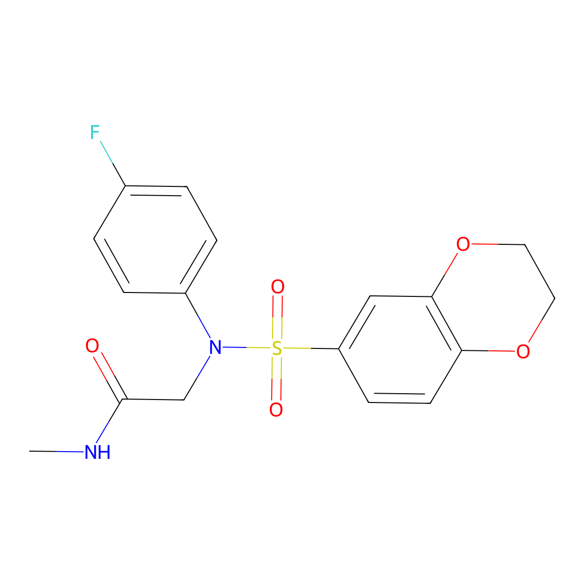 2-[N-(2,3-dihydro-1,4-benzodioxin-6-ylsulfonyl)-4-fluoroanilino]-N-methylacetamide molecular structure, CAS 664319-32-8