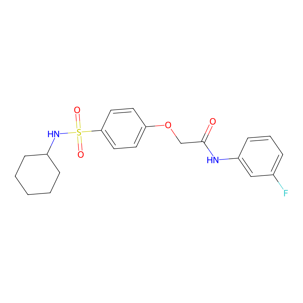 2-[4-(cyclohexylsulfamoyl)phenoxy]-N-(3-fluorophenyl)acetamide molecular structure, CAS 664319-47-5