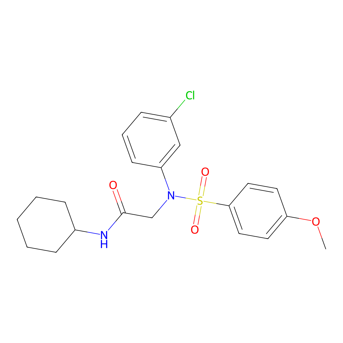 2-(3-chloro-N-(4-methoxyphenyl)sulfonylanilino)-N-cyclohexylacetamide molecular structure, CAS 664319-49-7