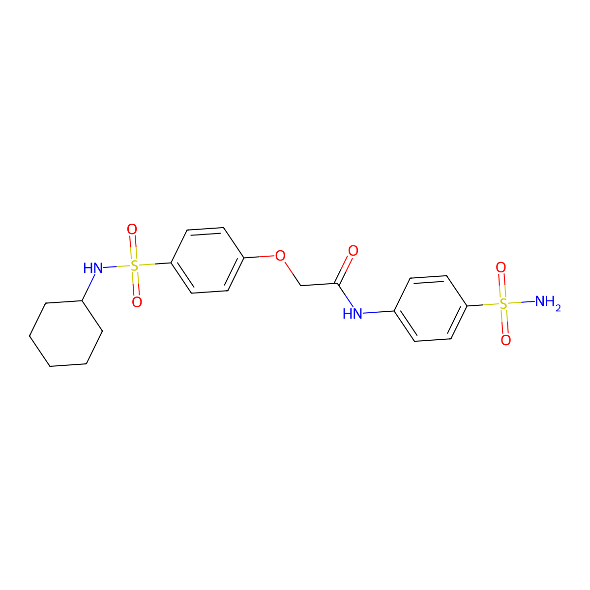 2-[4-(cyclohexylsulfamoyl)phenoxy]-N-(4-sulfamoylphenyl)acetamide molecular structure, CAS 664319-58-8