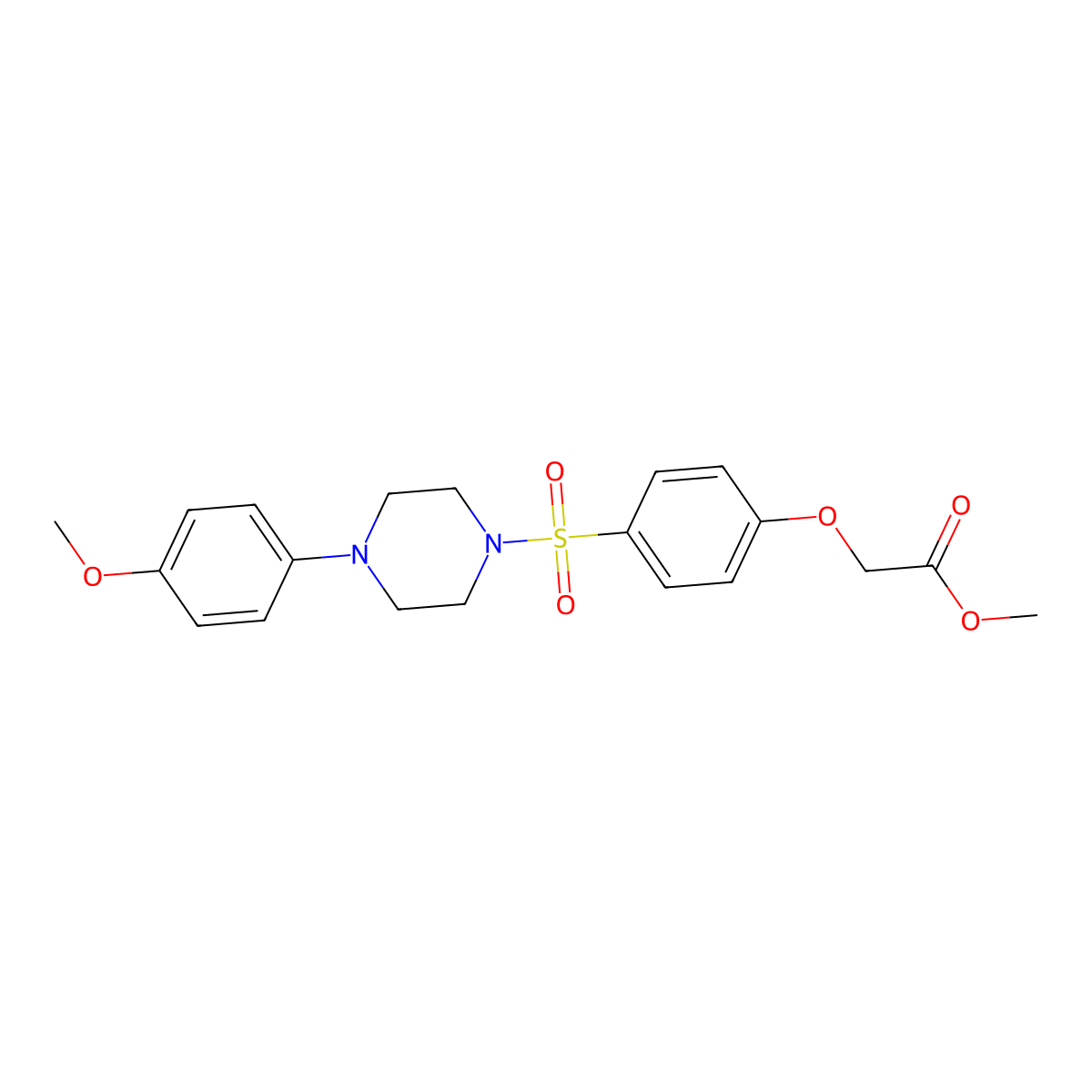 Methyl (4-{[4-(4-methoxyphenyl)-1-piperazinyl]sulfonyl}phenoxy)acetate molecular structure, CAS 664319-59-9