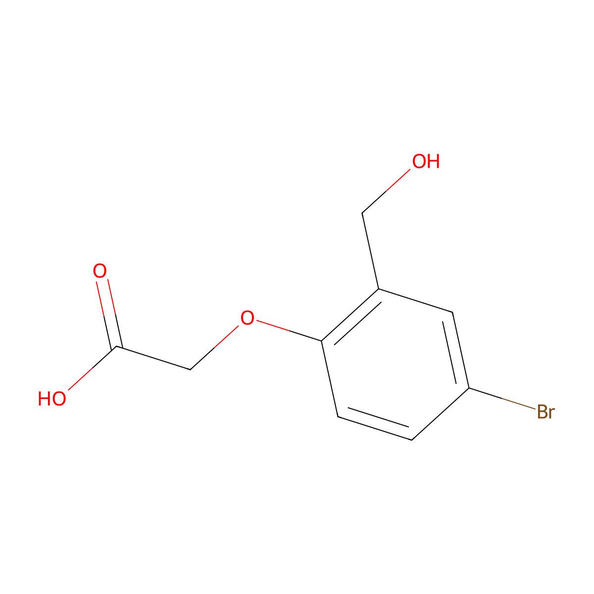 2-(4-Bromo-2-(hydroxymethyl)phenoxy)acetic acid molecular structure, CAS 664319-62-4