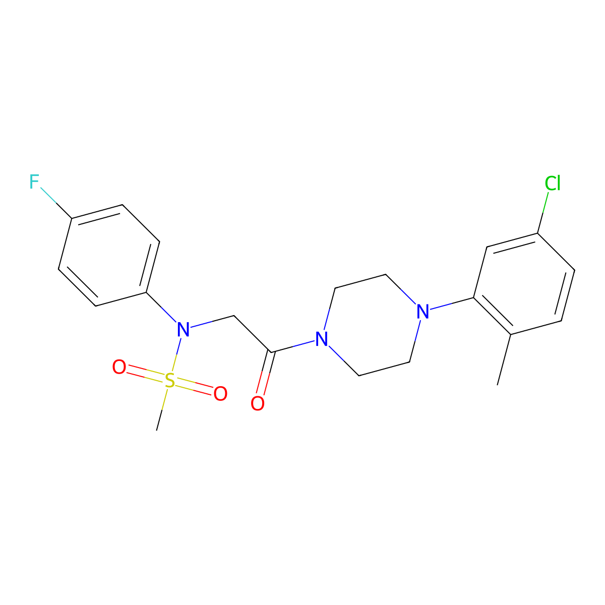 N-[2-[4-(5-chloro-2-methylphenyl)piperazin-1-yl]-2-oxoethyl]-N-(4-fluorophenyl)methanesulfonamide molecular structure, CAS 664319-68-0