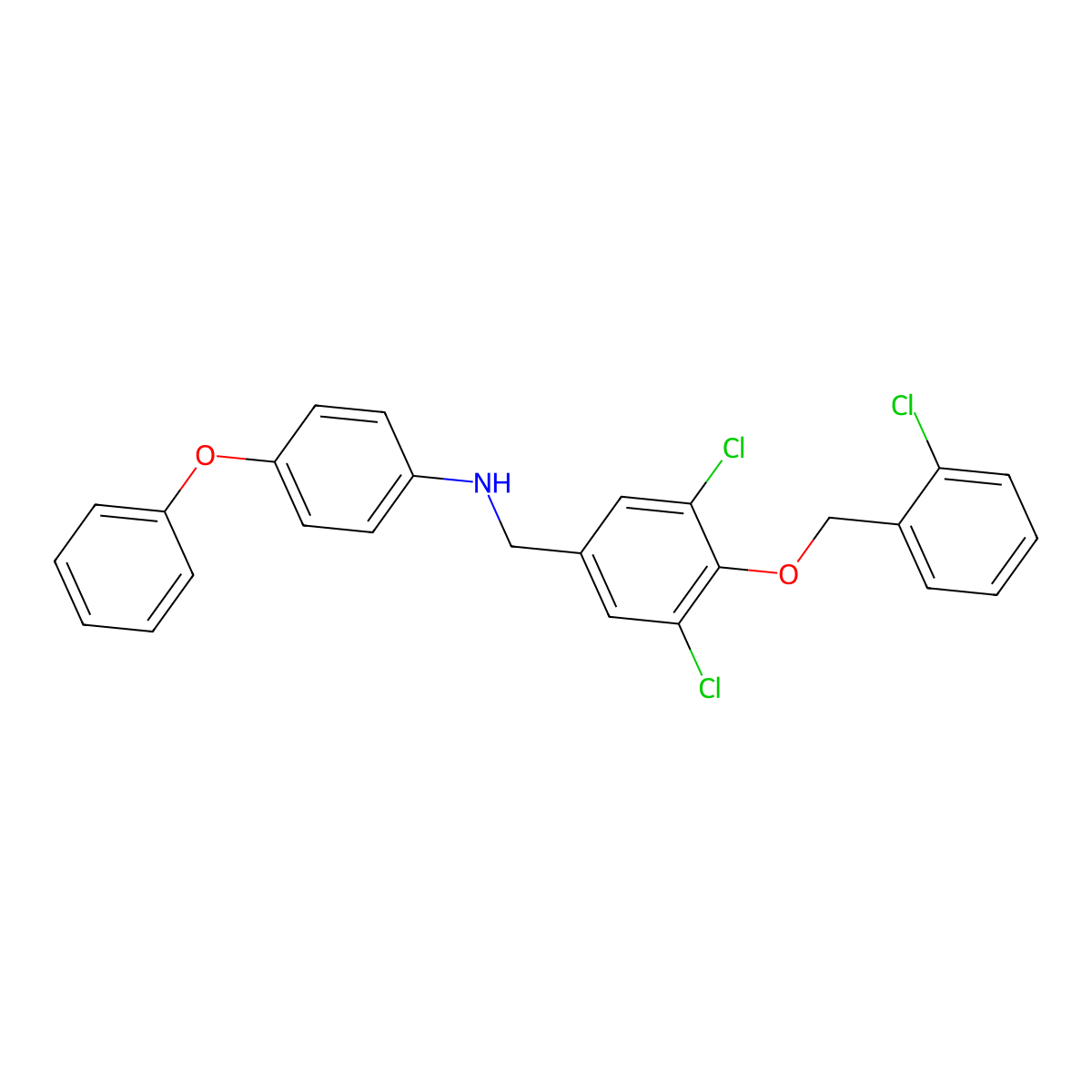 N-{3,5-dichloro-4-[(2-chlorobenzyl)oxy]benzyl}-N-(4-phenoxyphenyl)amine molecular structure, CAS 664319-71-5