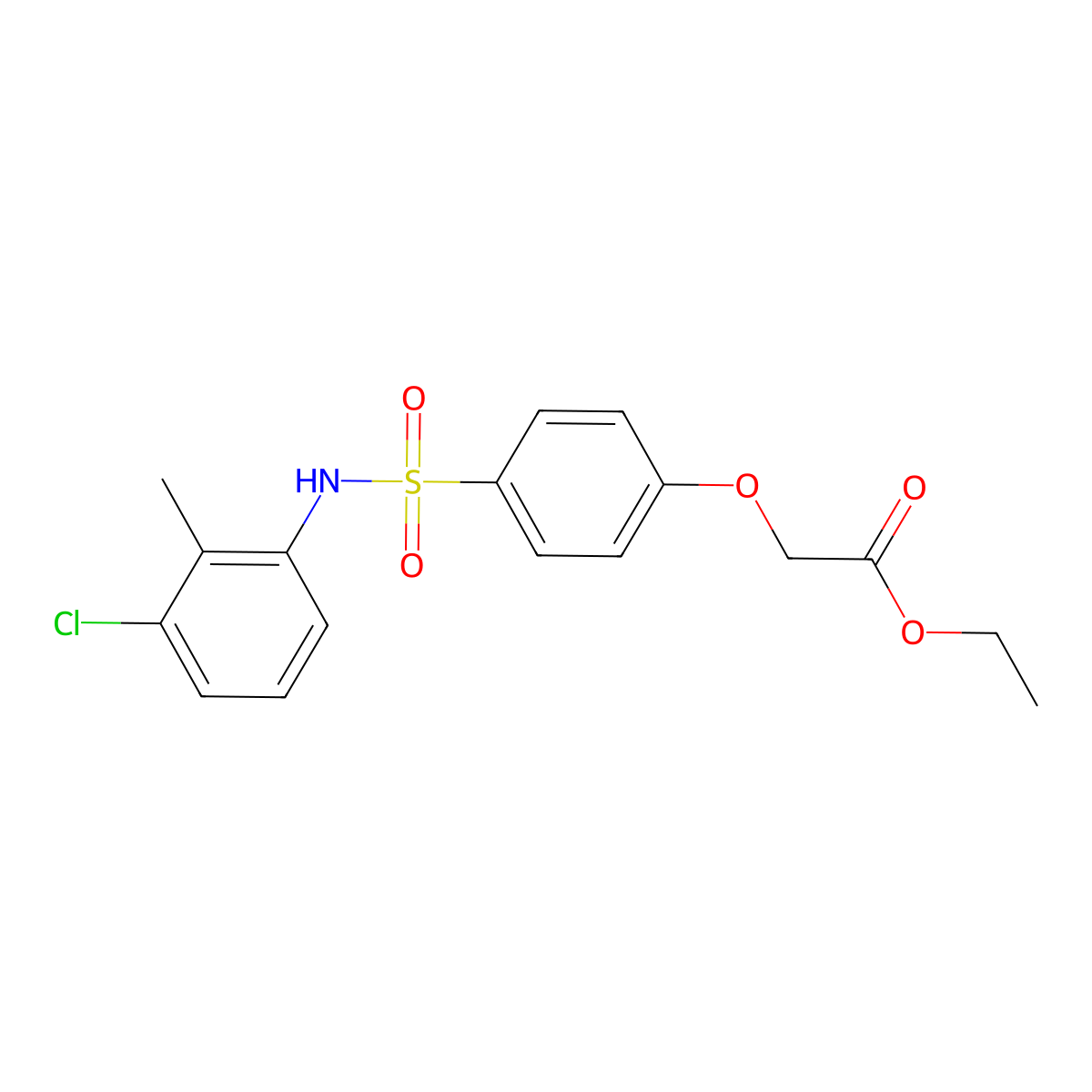 Ethyl {4-[(3-chloro-2-methylanilino)sulfonyl]phenoxy}acetate molecular structure, CAS 664319-74-8