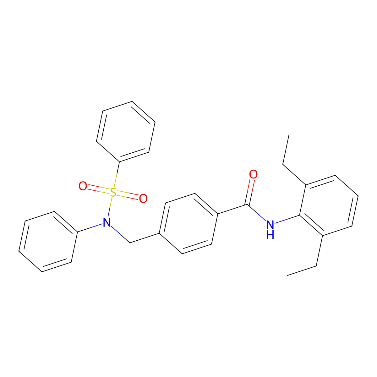 4-[[N-(benzenesulfonyl)anilino]methyl]-N-(2,6-diethylphenyl)benzamide molecular structure, CAS 664319-88-4