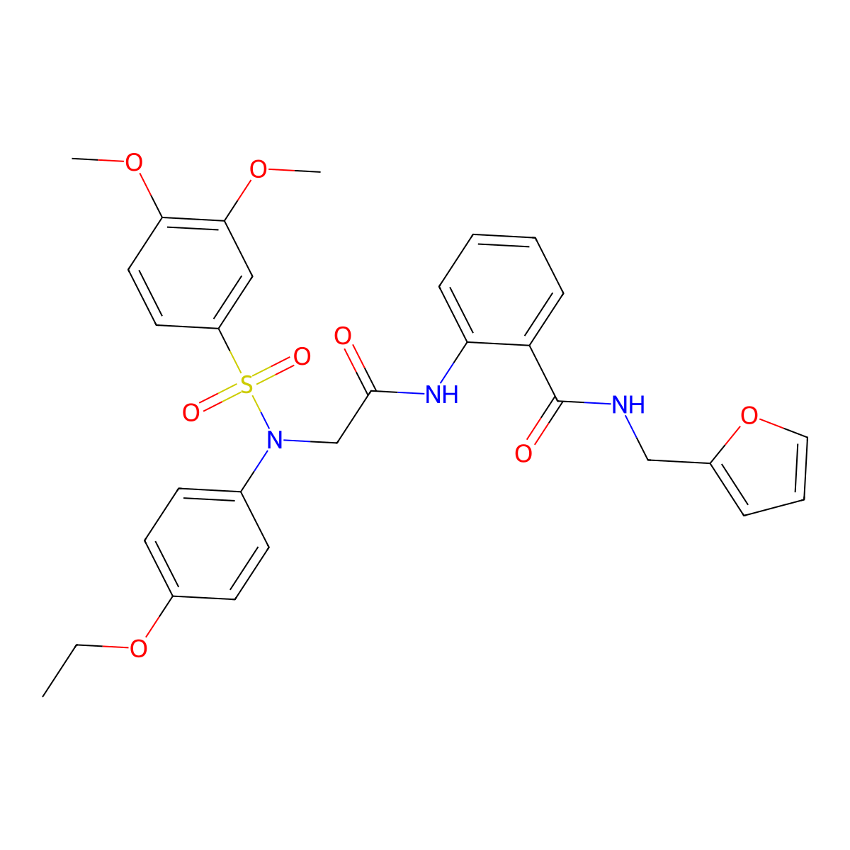 2-({N-[(3,4-dimethoxyphenyl)sulfonyl]-N-(4-ethoxyphenyl)glycyl}amino)-N-(furan-2-ylmethyl)benzamide molecular structure, CAS 664319-93-1