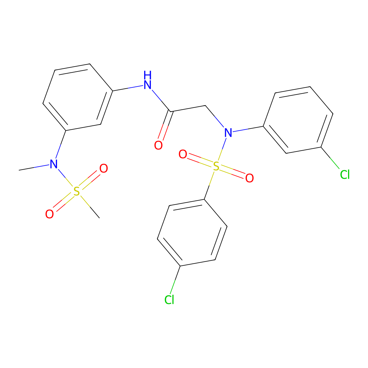 2-(3-chloro-N-(4-chlorophenyl)sulfonylanilino)-N-[3-[methyl(methylsulfonyl)amino]phenyl]acetamide molecular structure, CAS 664319-94-2