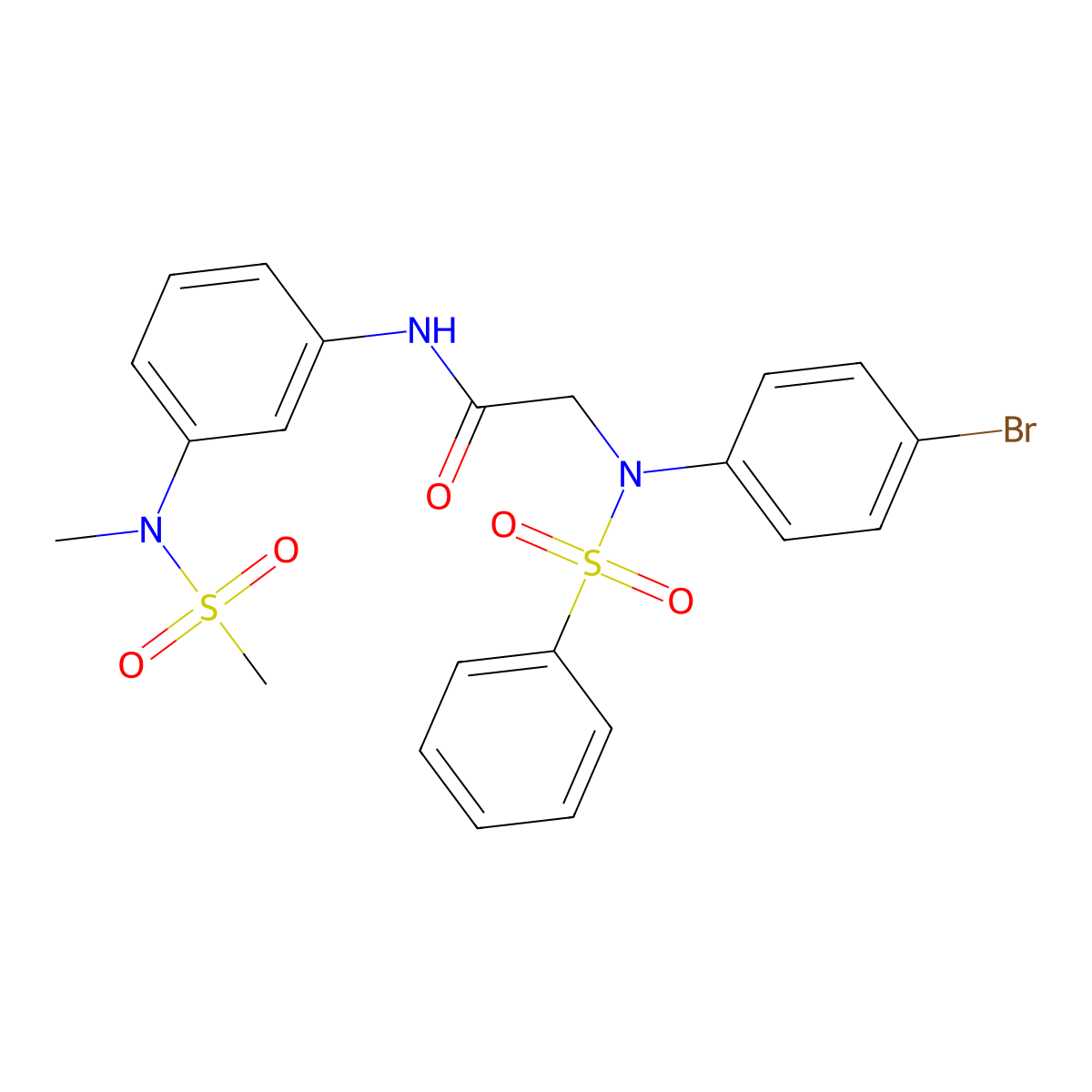 2-[N-(benzenesulfonyl)-4-bromoanilino]-N-[3-[methyl(methylsulfonyl)amino]phenyl]acetamide molecular structure, CAS 664320-02-9