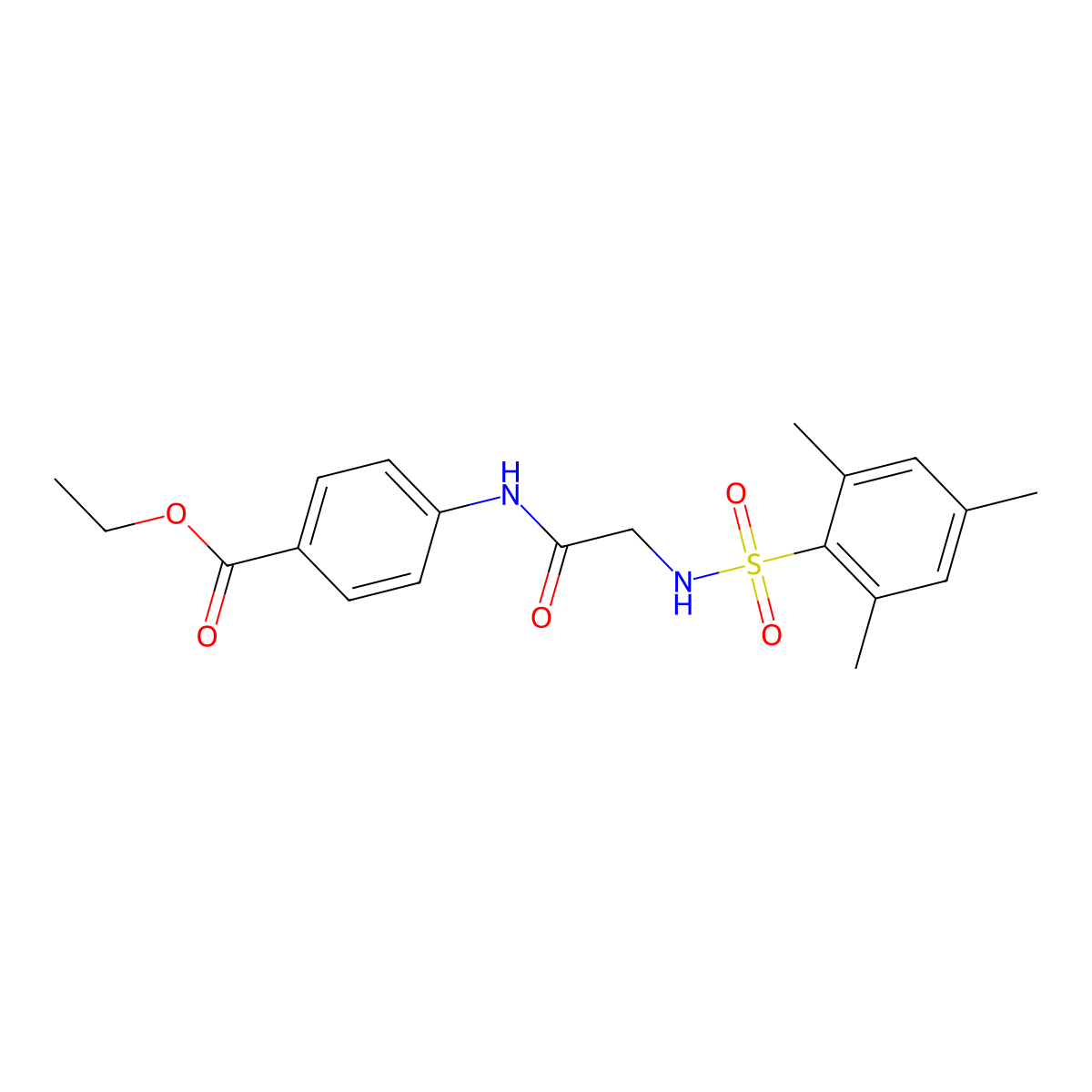Ethyl 4-({[(mesitylsulfonyl)amino]acetyl}amino)benzoate molecular structure, CAS 664320-12-1