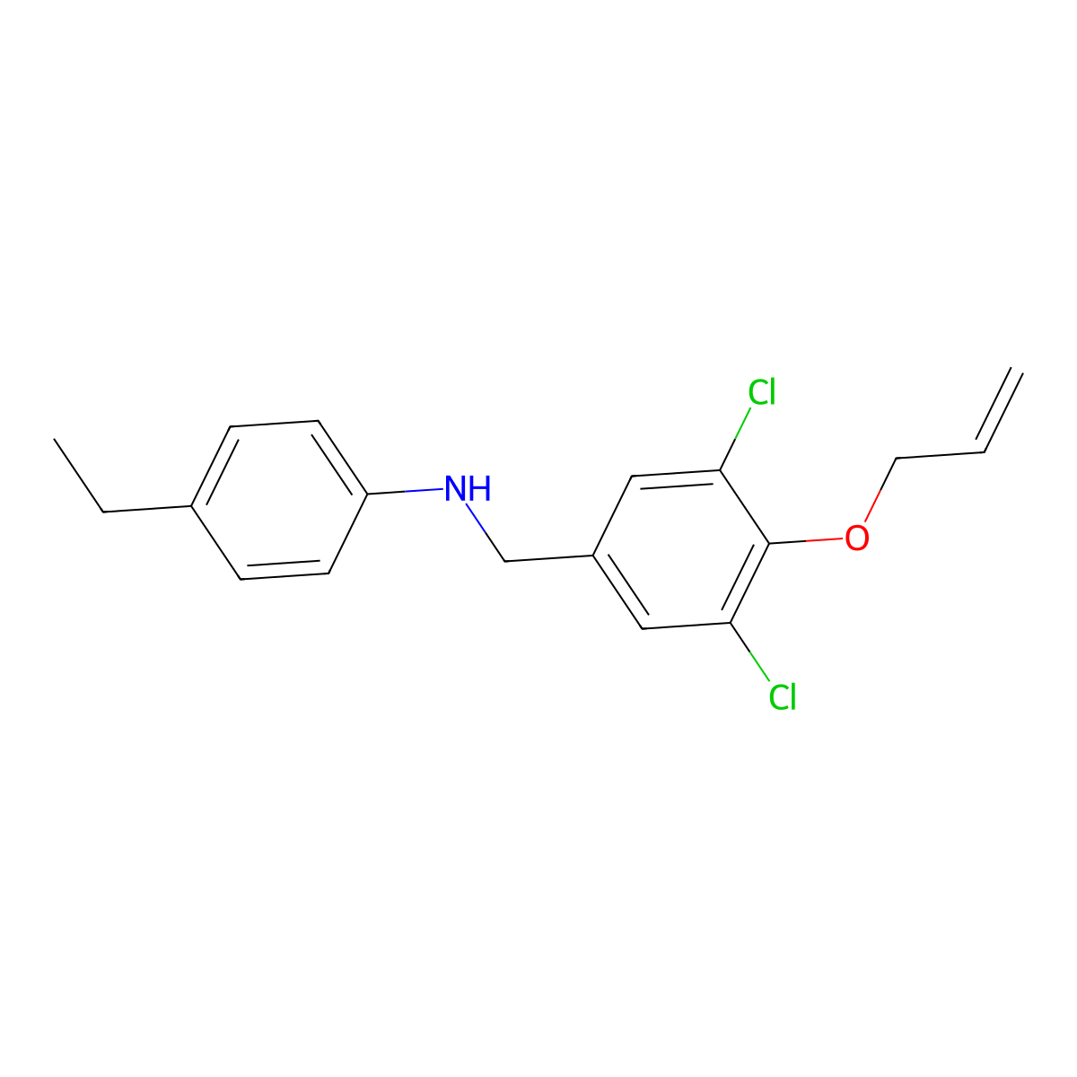 N-[4-(allyloxy)-3,5-dichlorobenzyl]-N-(4-ethylphenyl)amine molecular structure, CAS 664320-14-3