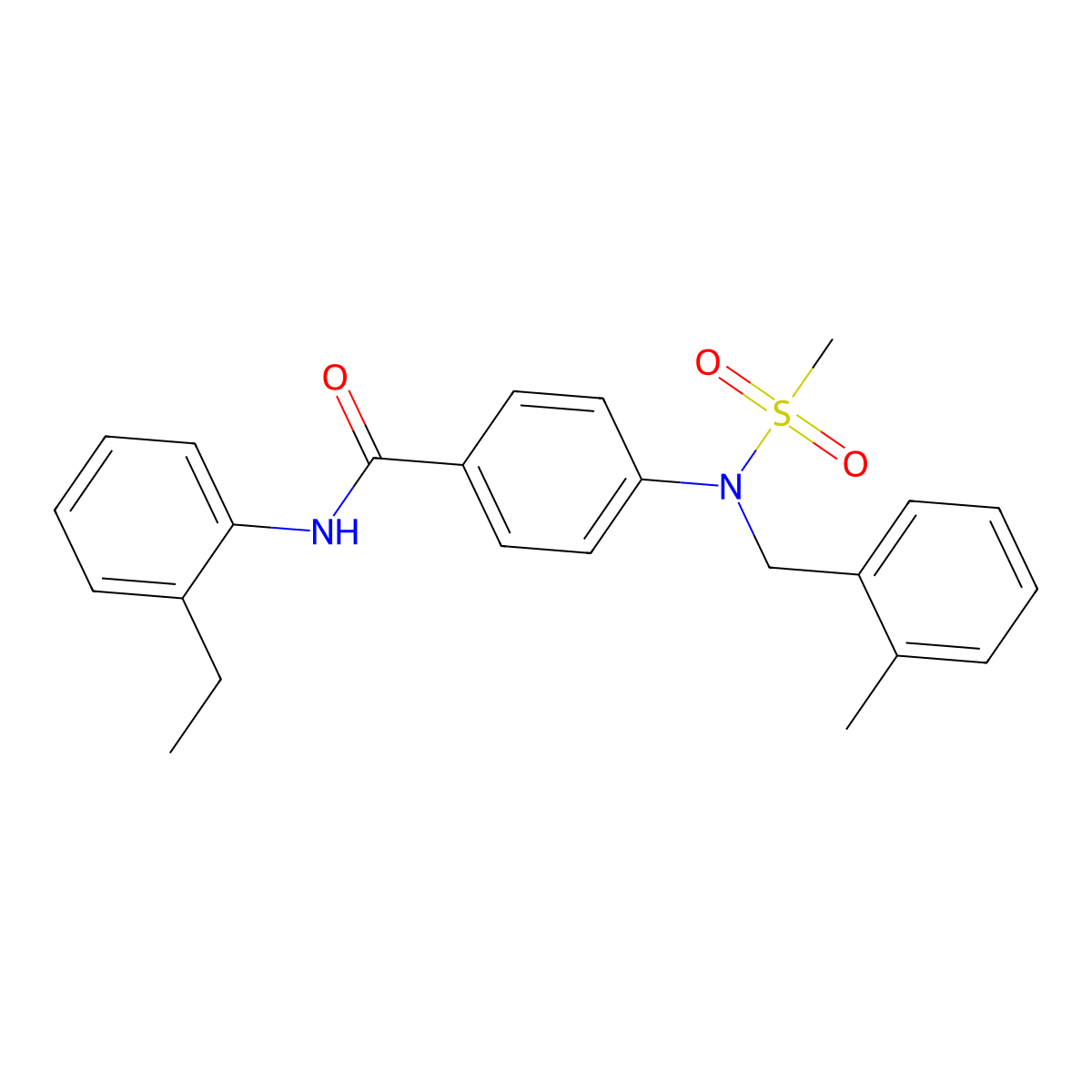 N-(2-ethylphenyl)-4-[(2-methylbenzyl)(methylsulfonyl)amino]benzamide molecular structure, CAS 664320-22-3