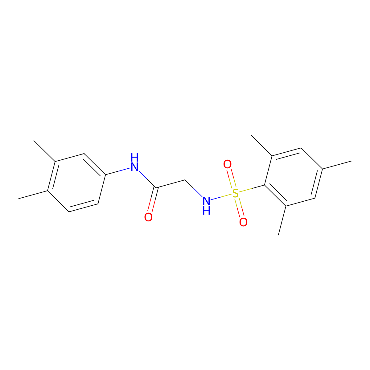 N-(3,4-dimethylphenyl)-2-[(2,4,6-trimethylphenyl)sulfonylamino]acetamide molecular structure, CAS 664320-34-7