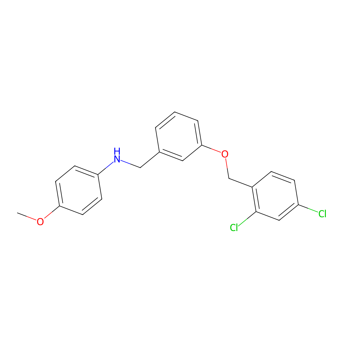 N-{3-[(2,4-dichlorobenzyl)oxy]benzyl}-N-(4-methoxyphenyl)amine molecular structure, CAS 664320-41-6
