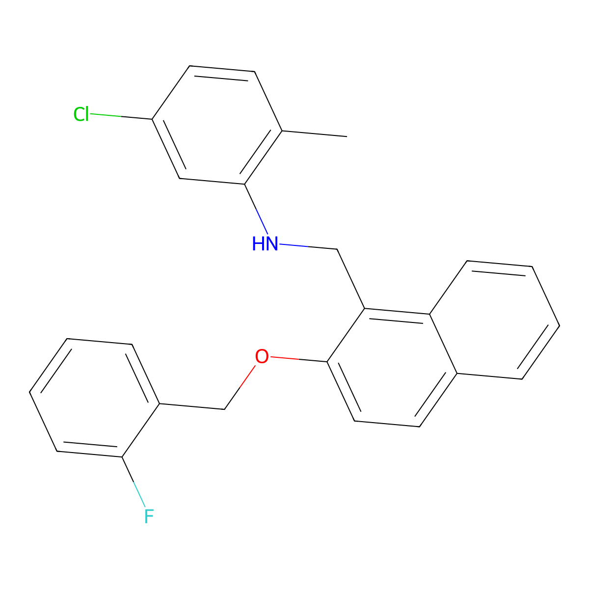 N-(5-chloro-2-methylphenyl)-N-({2-[(2-fluorobenzyl)oxy]-1-naphthyl}methyl)amine molecular structure, CAS 664320-49-4