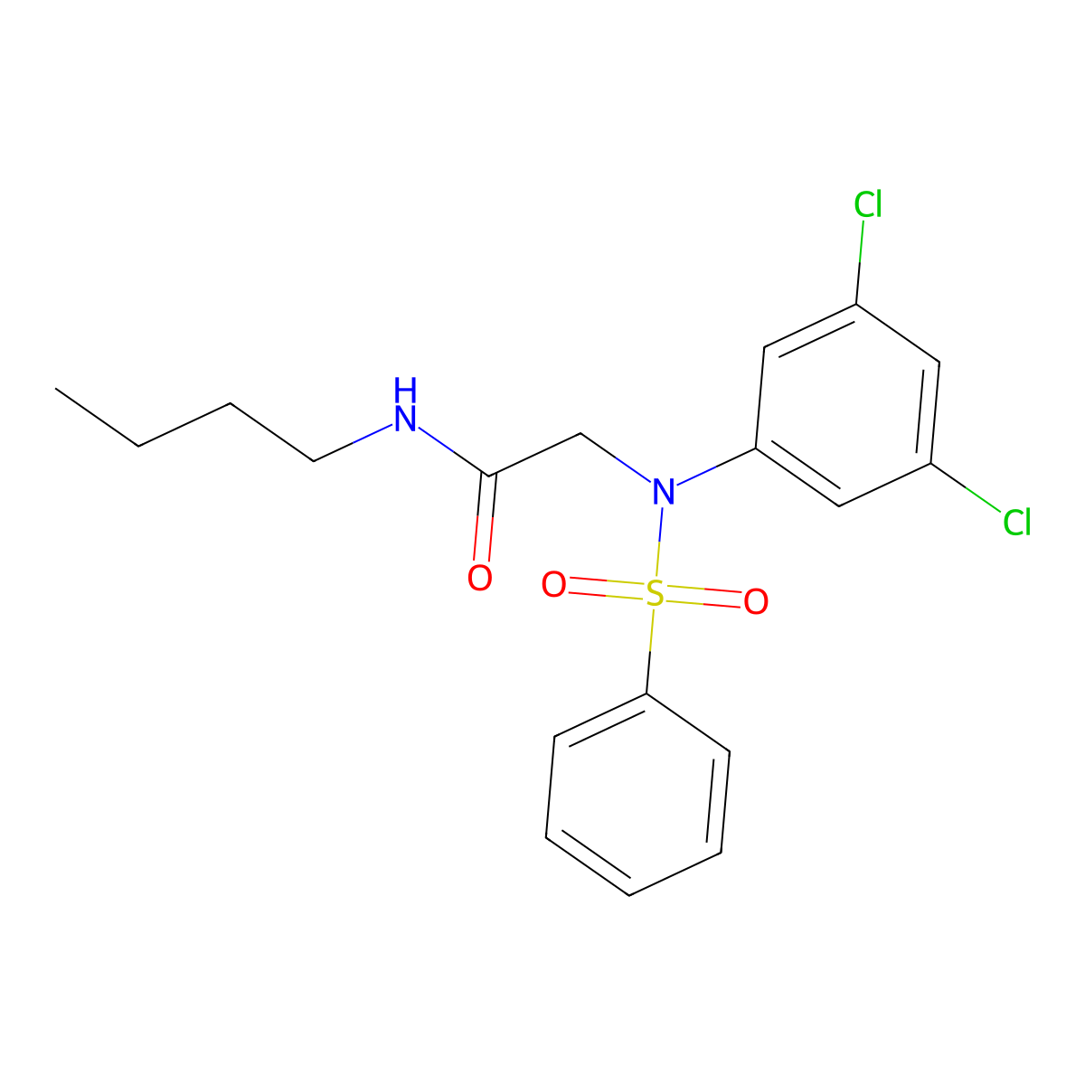 N-butyl-2-[3,5-dichloro(phenylsulfonyl)anilino]acetamide molecular structure, CAS 664320-51-8