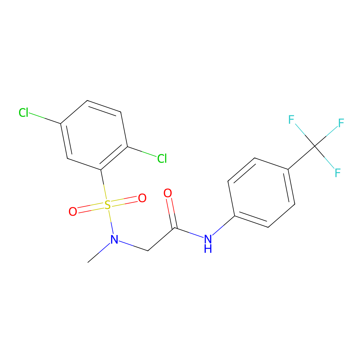 2-[(2,5-dichlorophenyl)sulfonyl-methylamino]-N-[4-(trifluoromethyl)phenyl]acetamide molecular structure, CAS 664320-54-1