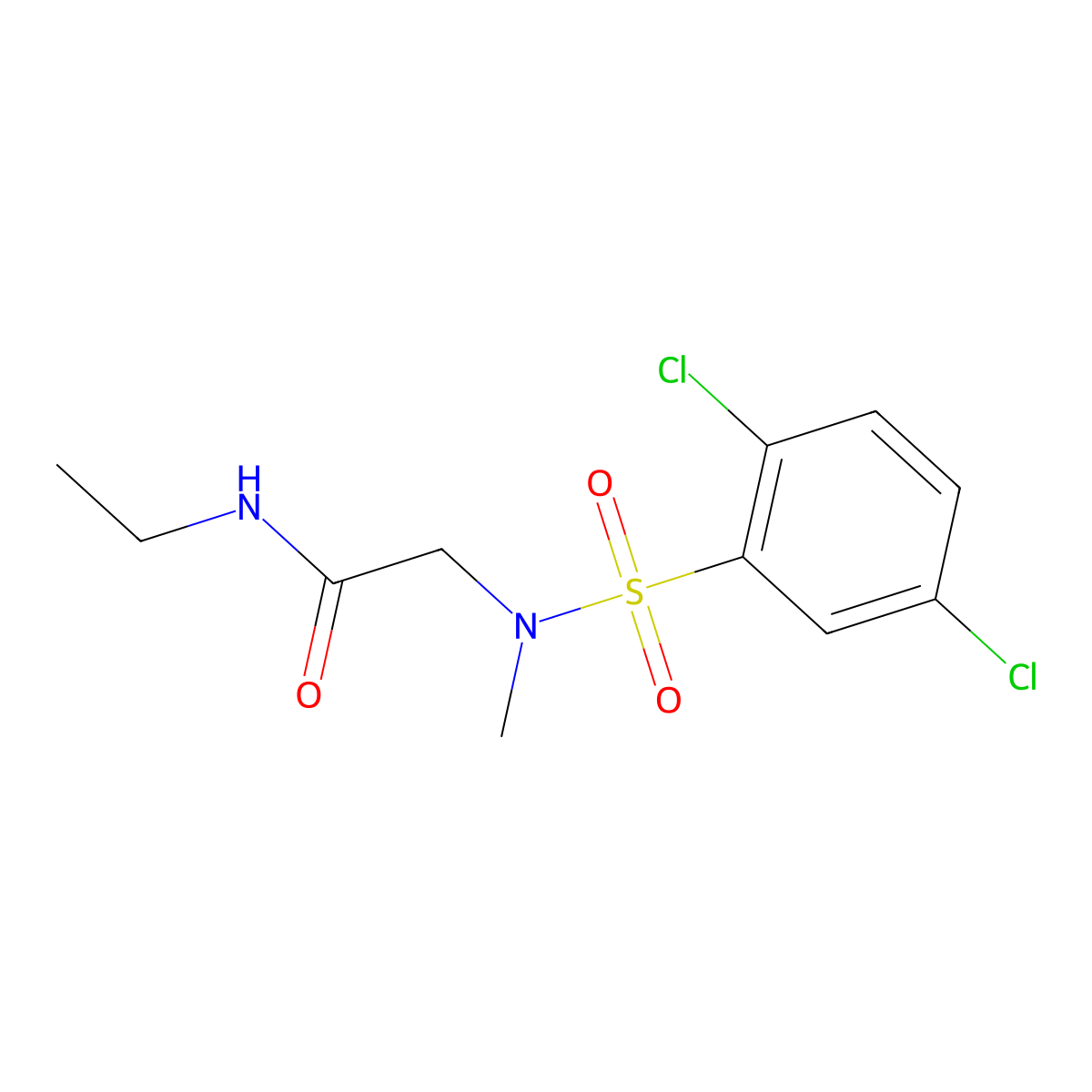 2-[(2,5-dichlorophenyl)sulfonyl-methylamino]-N-ethylacetamide molecular structure, CAS 664320-63-2